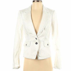 EUC White House Black Market Blazer White/Cream Silver Buttons Size 00